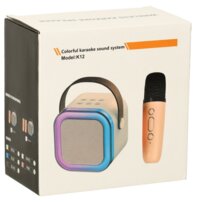 Karaoke sada Bluetooth reproduktor mikrofón USB LED ružový